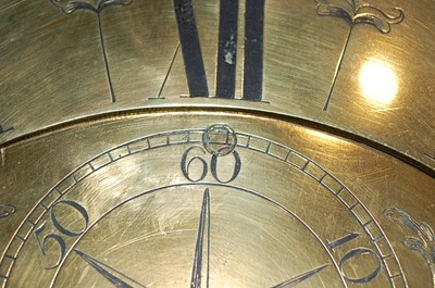 Lot 109 - An 18th century brass longcase clock dial and...