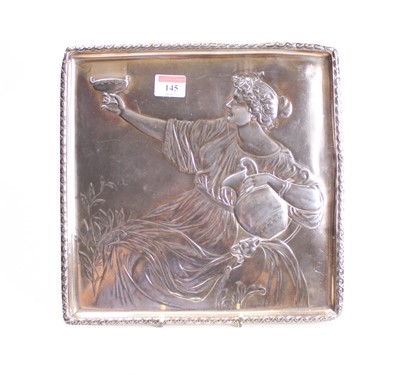 Lot 145 - A WMF Art Nouveau pewter tray, of square shape,...