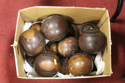Lot 202 - A collection of lawn bowls, to include lignam...