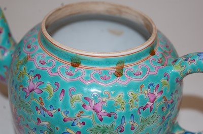 Lot 214 - A Chinese export teapot, of bullet form,...