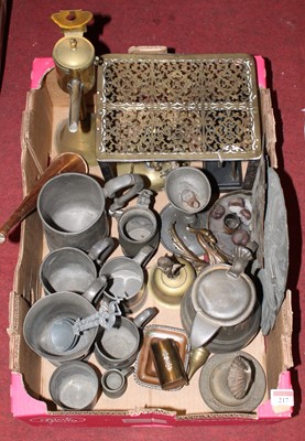 Lot 217 - A box of miscellaneous metalware, to include...