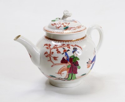 Lot 247 - An 18th century Worcester bullet shaped teapot...