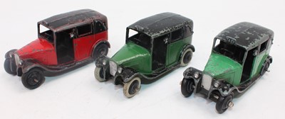 Lot 1542 - 3 various Pre War Dinky Toy Taxis, 1 finished...