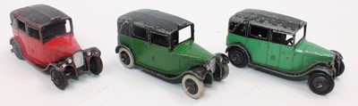 Lot 1542 - 3 various Pre War Dinky Toy Taxis, 1 finished...