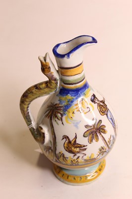 Lot 288 - A 19th century Italian maiolica jug, the...