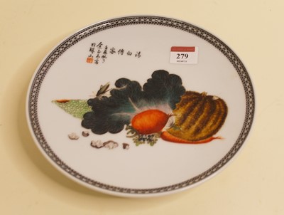 Lot 279 - A Chinese export plate enamel decorated with...
