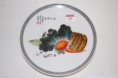 Lot 279 - A Chinese export plate enamel decorated with...