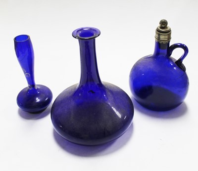 Lot 316 - A 19th century Bristol Blue glass decanter,...