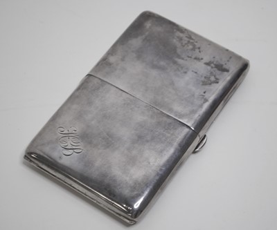 Lot 464 - A George V silver pocket cigarette case, of...