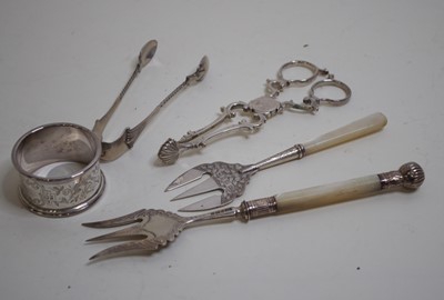 Lot 489 - A pair of 19th century silver scissor action...