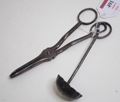 Lot 491 - A pair of 19th century silver wick scissors...