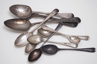 Lot 492 - A collection of loose silver spoons, various...