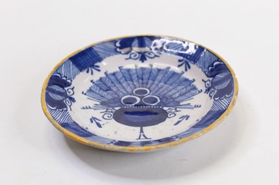 Lot 254 - An 18th century blue & white tin glazed dish,...