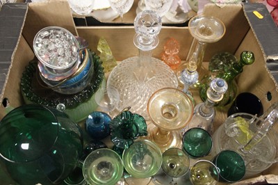 Lot 747 - A box of cut and coloured glassware to include...