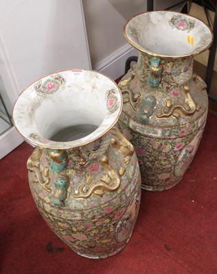 Lot 655 - A pair of large Chinese Canton style floor...