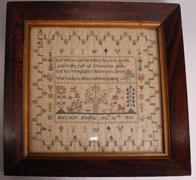 Lot 1212 - A William IV verse and picture embroidery...