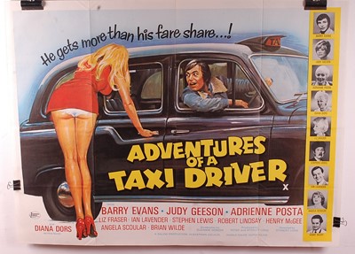 Lot 578 - Adventures of a Taxi Driver, 1976 UK quad film...
