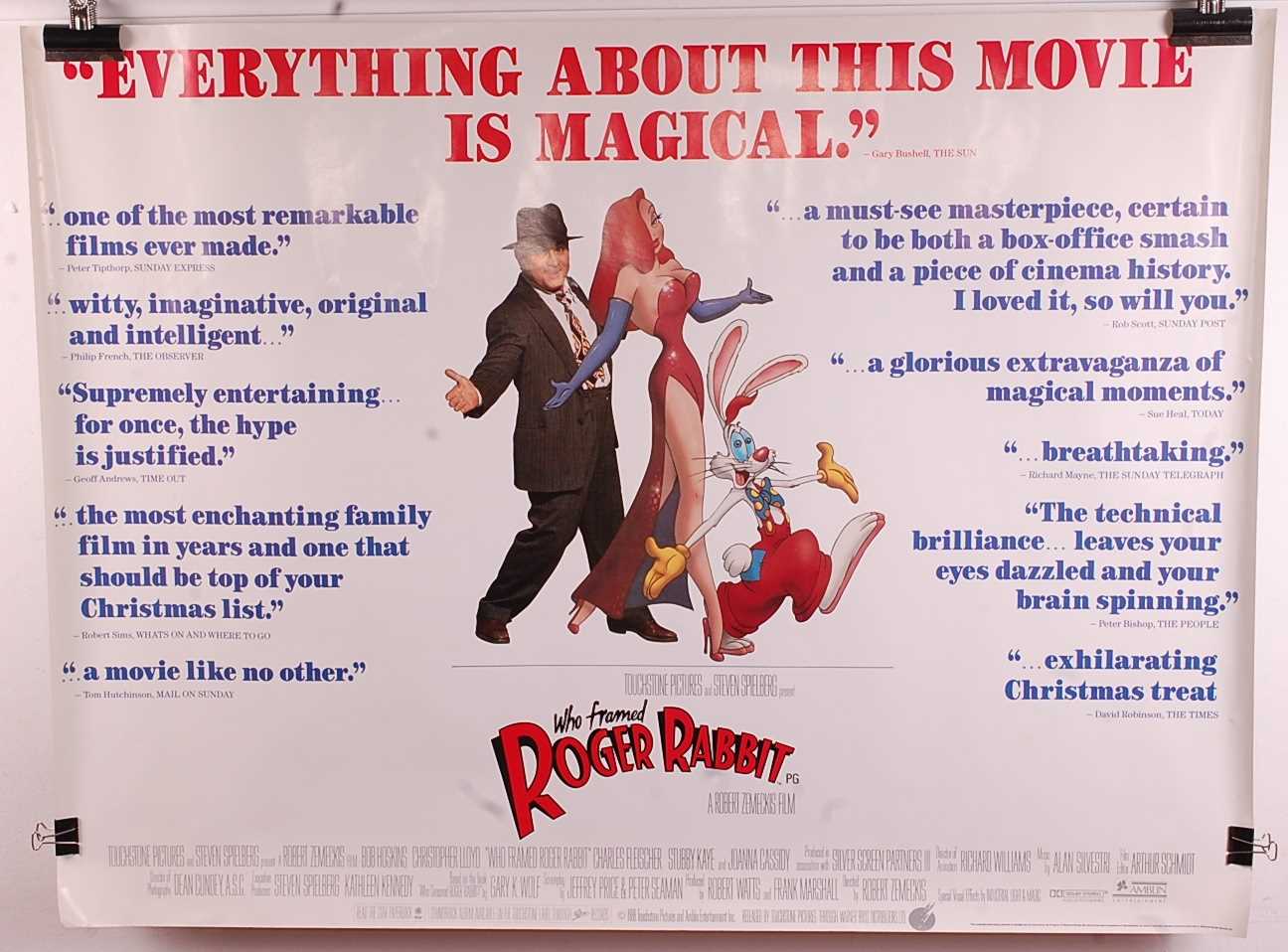 Lot 595 - Who Framed Roger Rabbit?, 1988 UK quad film...