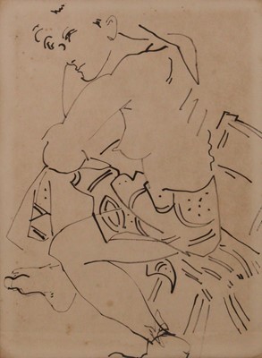 Lot 328 - Mid-20th Century School - Seated Nude, pen on...