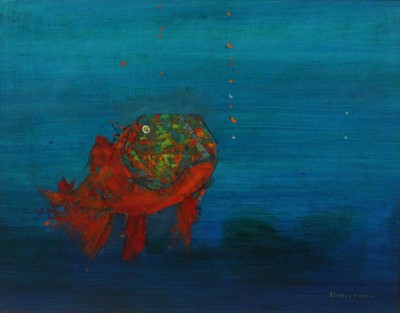 Lot 341 - Rowell Tyson (b.1926) - Goldfish, oil on board,...