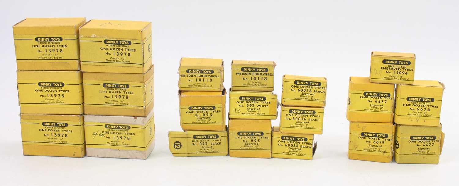 Lot 1106 - 3 small trays of original boxed dinky tyres,...