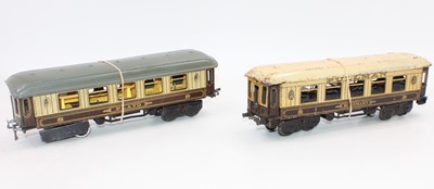 Lot 322 - Two Bing Pullman bogie coaches, brown and...