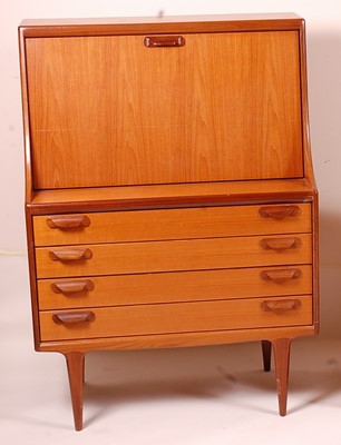 Lot 431 - A 1960s G-Plan teak writing bureau, the hinged...