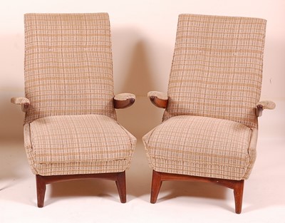 Lot 451 - A pair of 1960s Danish teak and chequer stripe...