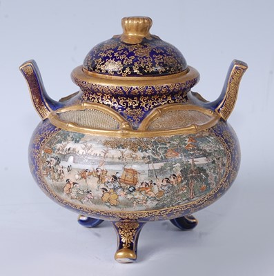 Lot 1245 - A Japanese Meiji period Satsuma porcelain koro...