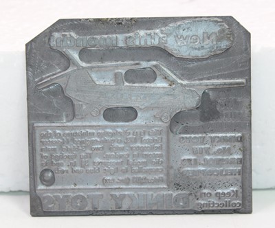 Lot 1063 - Dinky toys, original cast printing plate for...