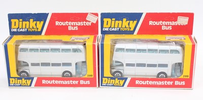 Lot 1057 - Dinky Toys, 2x boxed 289 Routemaster bus with...