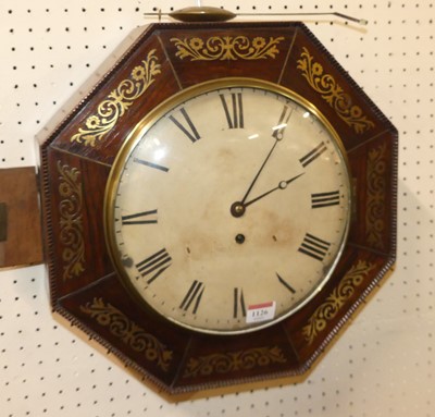 Lot 1321 - A Regency rosewood and brass inlaid wall clock,...