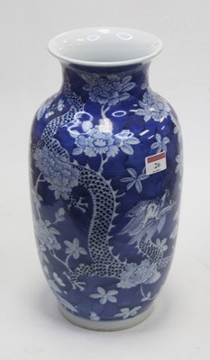 Lot 26 - A Chinese export vase of baluster form on a...