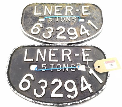 Lot 58 - A pair of cast iron 5 Ton wagon plates, both...