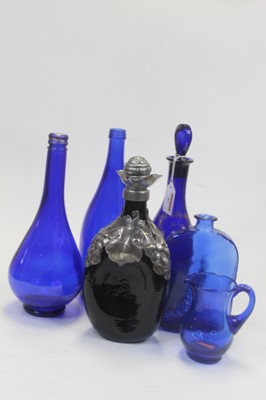 Lot 41 - A 19th century Bristol Blue glass decanter and...