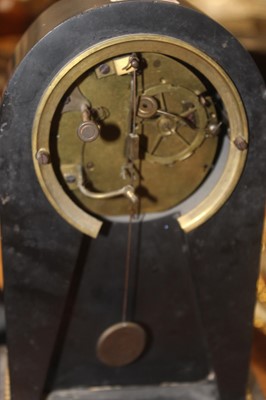 Lot 44 - A 19th century black slate mantel clock, of...