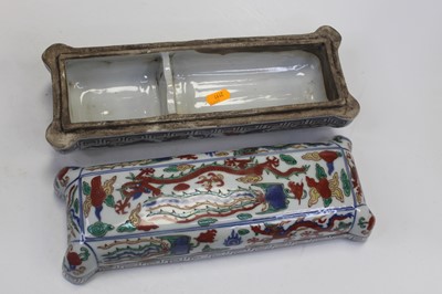 Lot 45 - A Chinese export stoneware casket and cover,...