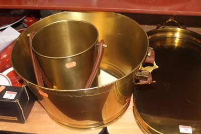 Lot 75 - A large modern brass pan, of plain undecorated...
