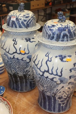 Lot 101 - A pair of large Chinese export jars and covers,...