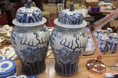 Lot 101 - A pair of large Chinese export jars and covers,...