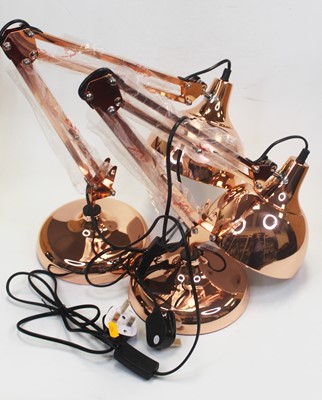 Lot 103 - A pair of modern copper effect anglepoise desk...
