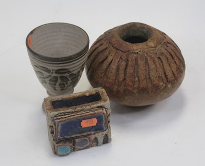 Lot 128 - A Troika style studio pottery vase, of...