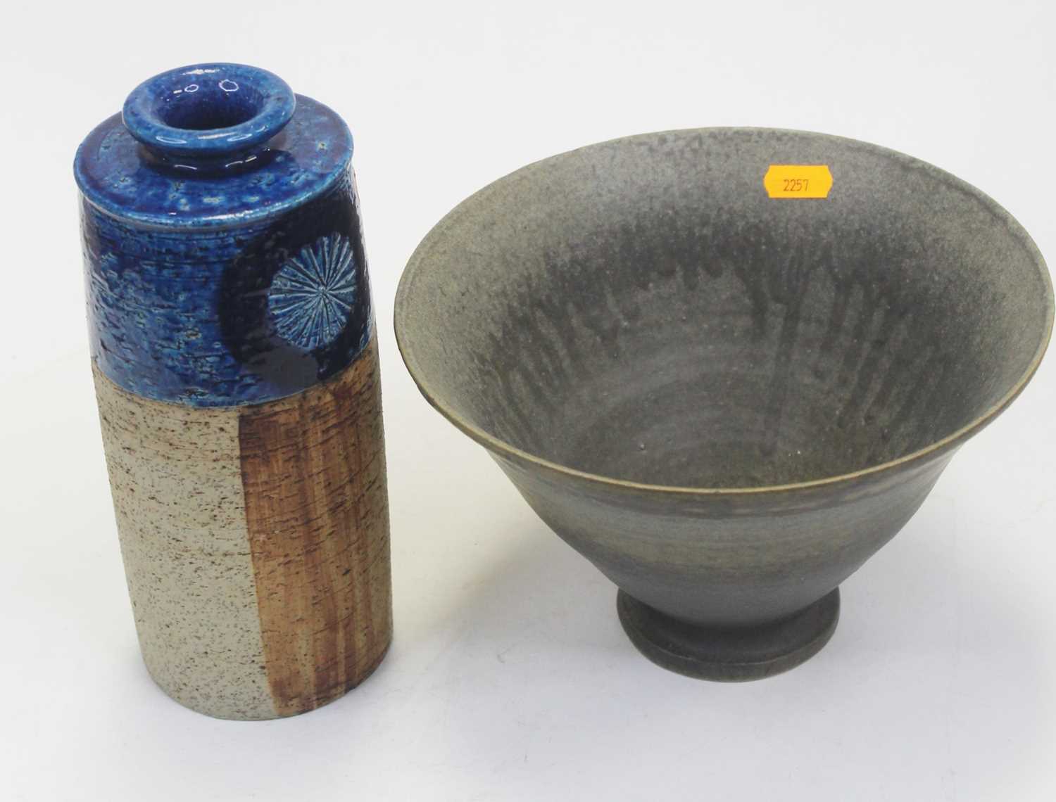Lot 129 - A Swedish stoneware vase, of cylindrical form,...