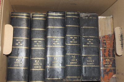 Lot 159 - Three boxes of leatherbound volumes of Games...