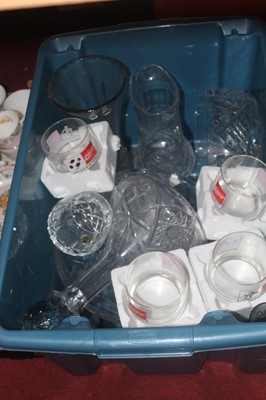 Lot 161 - Two boxes of miscellaneous glassware, to...