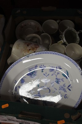 Lot 174 - Two boxes of miscellaneous china and glassware,...