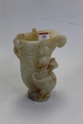 Lot 188 - A carved and polished hardstone libation cup /...