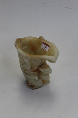 Lot 188 - A carved and polished hardstone libation cup /...
