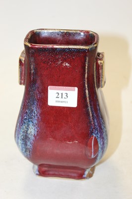 Lot 213 - A Chinese flambé glazed vase, of tapering...