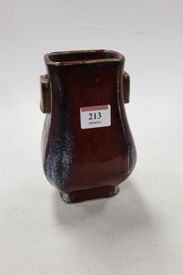 Lot 213 - A Chinese flambé glazed vase, of tapering...